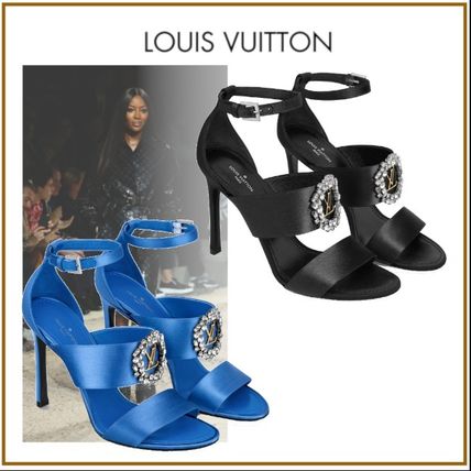 Louis Vuitton 2020 SS Open Toe Blended Fabrics Plain Pin Heels With Jewels 