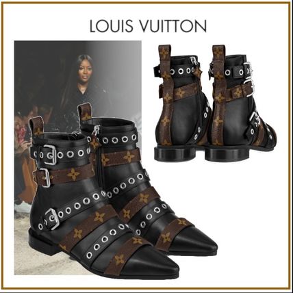 Louis Vuitton 2020 SS Monogram Plain Toe Blended Fabrics Studded Street Style 