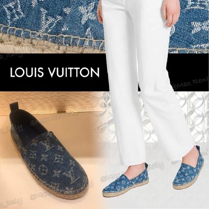 Louis Vuitton 2020 SS Monogram Plain Toe Casual Style Blended Fabrics Leather Logo 