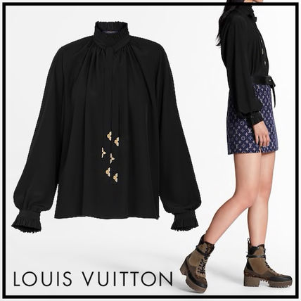 Louis Vuitton Silk Long Sleeves Plain Medium Party Style Elegant Style 1A67HE 1A67HC 1A67HB 