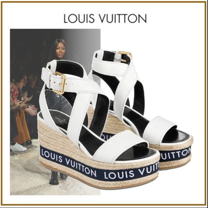 Louis Vuitton 2020 SS Open Toe Blended Fabrics Plain Leather Elegant Style Logo 