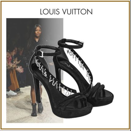 Louis Vuitton 2020 SS Open Toe Suede Blended Fabrics Bi color Plain Leather 