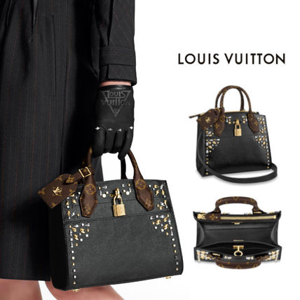 Louis Vuitton CITY STEAMER Monogram 2WAY Plain Leather Crossbody Handbags M55752 