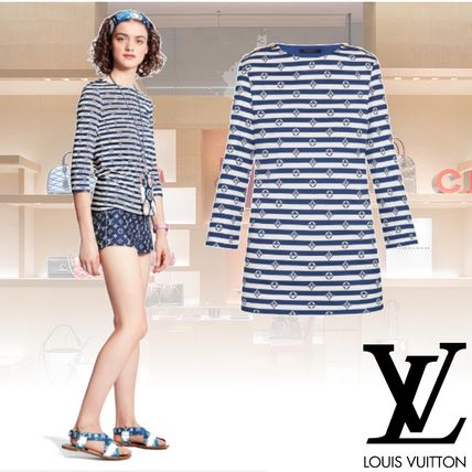 Louis Vuitton 2020 SS Crew Neck Stripes Cotton Medium Short Sleeves Logo T Shirts 