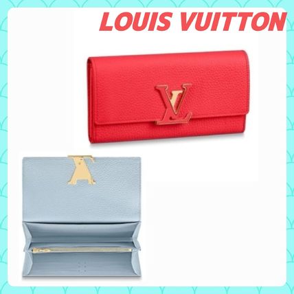 Louis Vuitton TAURILLON 2020 SS Unisex Plain Leather Folding Wallet Logo Long Wallets 