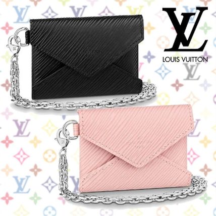 Louis Vuitton Blended Fabrics Chain Plain Chain Wallet Logo Card Holders M68558  M68557 