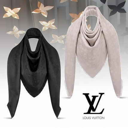 Louis Vuitton MONOGRAM Monogram Wool Silk Fringes Knit  Fur Scarves M71336 M71329 