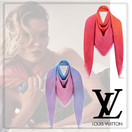 Louis Vuitton 2020 21AW Monogram Cashmere Silk Knit  Fur Scarves 