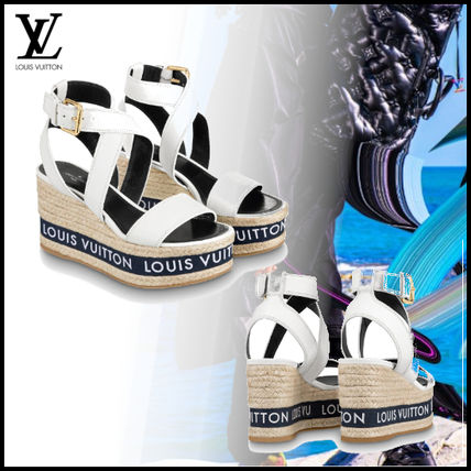 Louis Vuitton 2020 SS Open Toe Platform Blended Fabrics Bi color Leather 