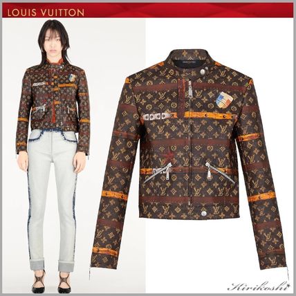 Louis Vuitton 2019 SS Short Monogram Leather Biker Jackets 