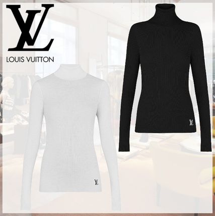 Louis Vuitton Casual Style Wool Silk Rib Long Sleeves Plain Elegant Style 
