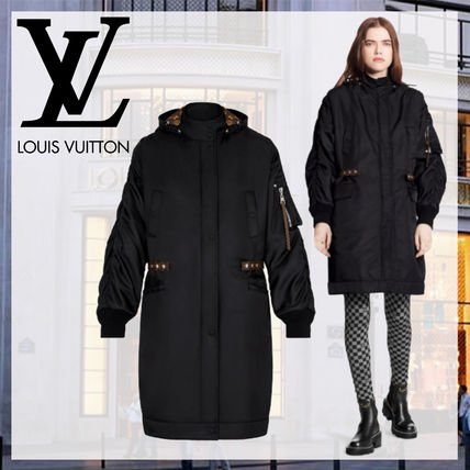 Louis Vuitton 2020 21AW Monogram Nylon Long Sleeves Plain Logo Hoodies  Sweatshirts
