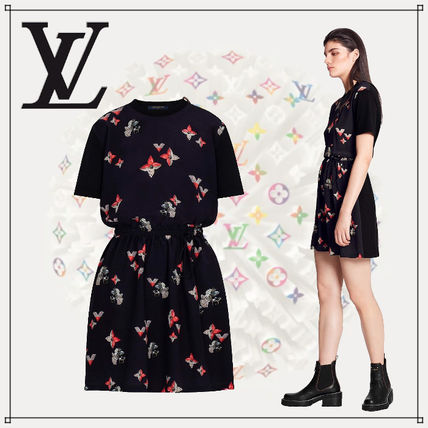 Louis Vuitton 2020 21AW Crew Neck Short Flower Patterns Casual Style Blended Fabrics 1A88SE 