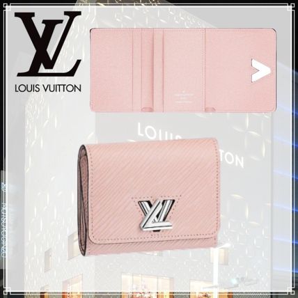 Louis Vuitton Plain Leather Folding Wallet Logo Folding Wallets M63323 
