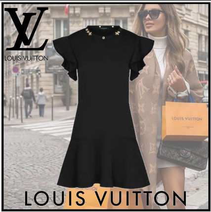 Louis Vuitton Short Flared Plain Cotton Dresses 1A849Z 