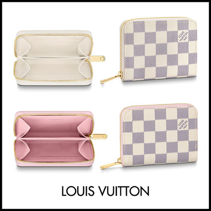 Louis Vuitton DAMIER AZUR Other Plaid Patterns Canvas Leather Long Wallet Logo 