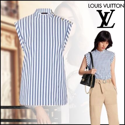 Louis Vuitton 2020 SS Crew Neck Short Silk Blended Fabrics Bi color Plain Cotton 1A6132 