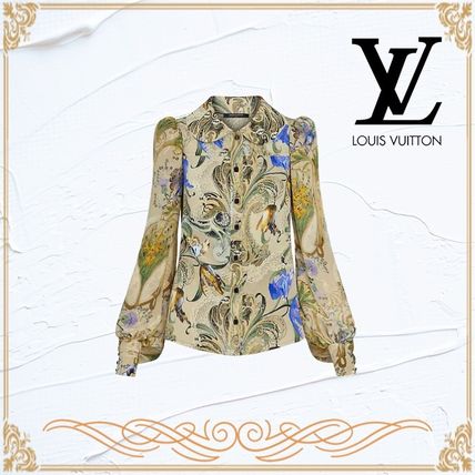 Louis Vuitton 2020 21AW Flower Patterns Silk Long Sleeves Elegant Style Puff Sleeves 1A7TIR 
