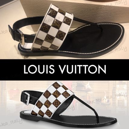 Louis Vuitton 2020 SS Other Plaid Patterns Monogram Open Toe Casual Style Leather 