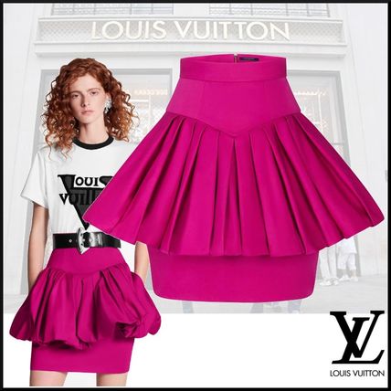 Louis Vuitton Plain Cotton Party Style Office Style Elegant Style Skirts 1A62QK 