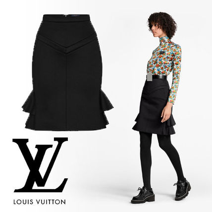 Louis Vuitton 2019 20AW Pencil Skirts Wool Plain Medium Elegant Style Midi Skirts 1A5T1Z 