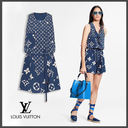 Louis Vuitton 2020 SS Short Monogram Casual Style Silk Sleeveless V Neck 