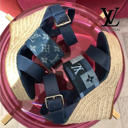 Louis Vuitton 2020 SS Monogram Open Toe Casual Style Blended Fabrics Handmade 