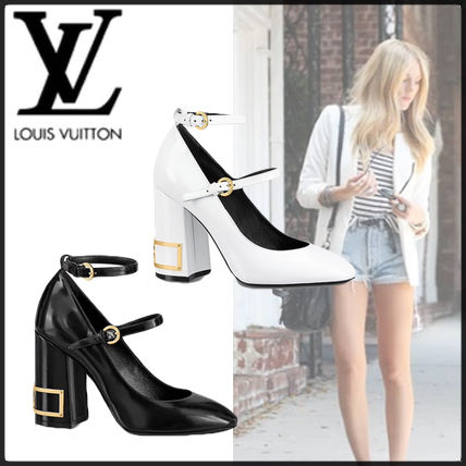 Louis Vuitton 2020 SS Casual Style Plain Leather Block Heels Party Style 