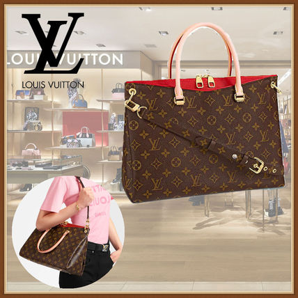 Louis Vuitton PALLAS Monogram Canvas Plain Leather Crossbody Handbags M41175 