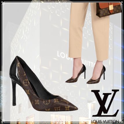 Louis Vuitton Monogram Casual Style Elegant Style High Heel Pumps  Mules 1A4W3Z 