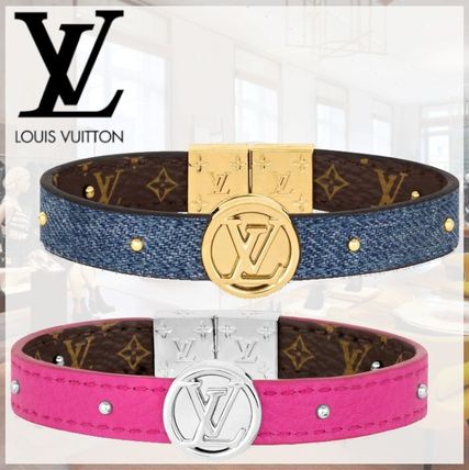 Louis Vuitton Bangles Casual Style Leather Silver Elegant Style Bracelets 