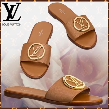 Louis Vuitton LOCKIT Monogram Open Toe Blended Fabrics Bi color Leather 