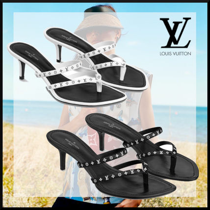 Louis Vuitton MONOGRAM 2020 SS Monogram Open Toe Bi color Leather Pin Heels Mules