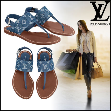 Louis Vuitton 2020 SS Monogram Open Toe Casual Style Blended Fabrics Logo Sandals