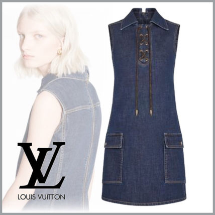 Louis Vuitton 2020 21AW Casual Style Denim Sleeveless Plain Elegant Style Dresses