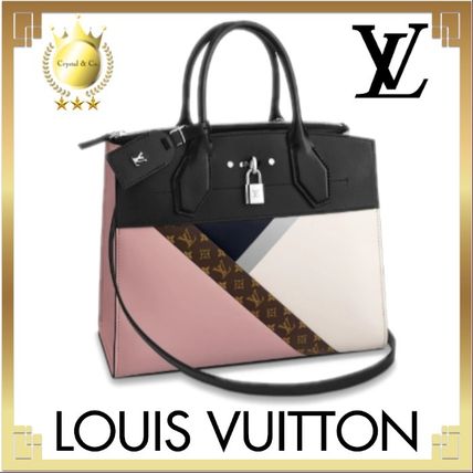 Louis Vuitton CITY STEAMER 2019 SS Stripes Monogram Casual Style Calfskin A4 2WAY Bi color 
