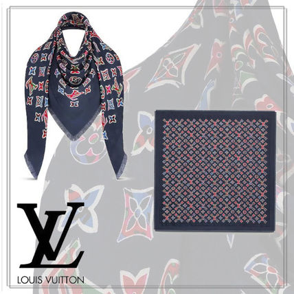 Louis Vuitton 2020 21AW Monogram Wool Silk Fringes Knit  Fur Scarves 