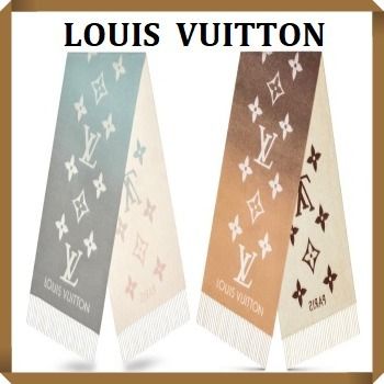 Louis Vuitton MONOGRAM 2019 20AW Monogram Unisex Cashmere Fringes Logo Knit  Fur Scarves M73675 M70868 