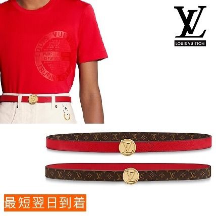 Louis Vuitton 2019 SS Monogram Leather Logo Belts M0199U 90 