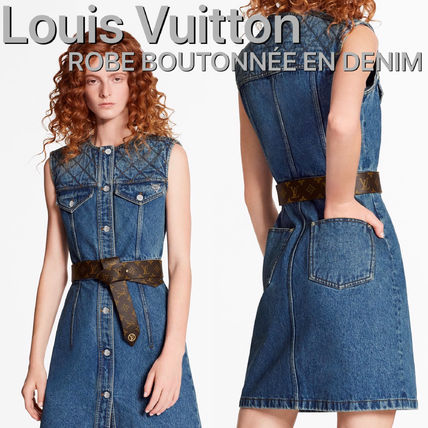 Louis Vuitton MONOGRAM Button Up Denim Dress 1A62OJ 1A62OI 1A62OH 1A62OG 1A62OF 1A62OE 
