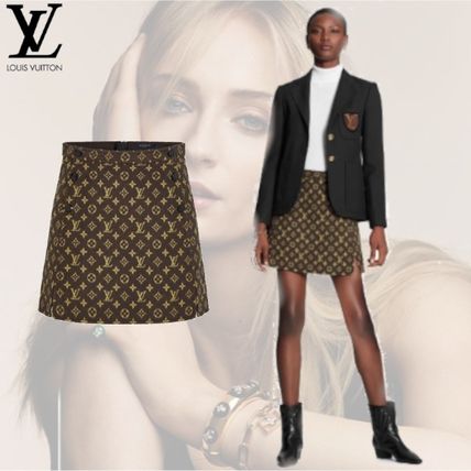 Louis Vuitton 2020 21AW Short Monogram Wool Silk Logo Mini Skirts 1A82H6 
