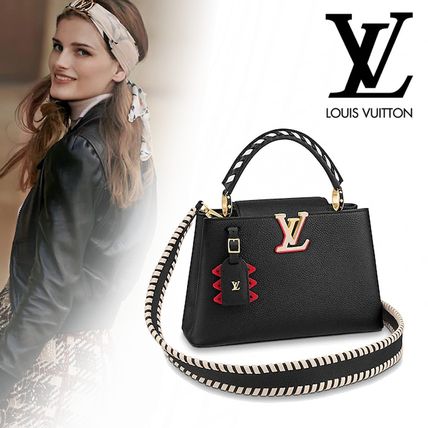 Louis Vuitton CAPUCINES 2WAY Plain Leather Elegant Style Logo Handbags M56764 