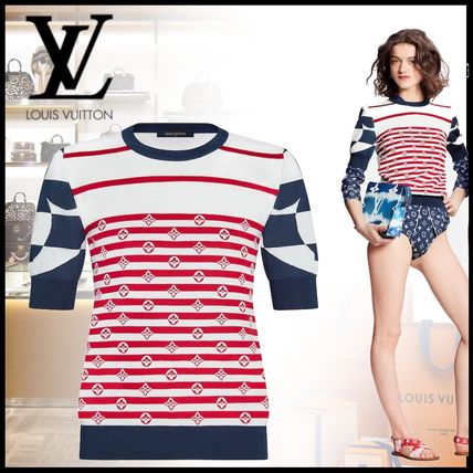 Louis Vuitton MONOGRAM 2020 SS Crew Neck Stripes Monogram Casual Style Wool Silk Nylon