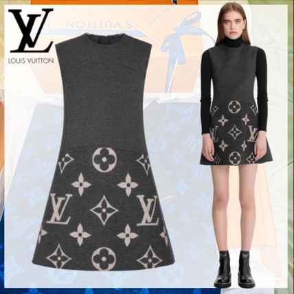 Louis Vuitton MONOGRAM 2020 21AW Short Monogram Casual Style A line Wool Silk Sleeveless 1A82LC 