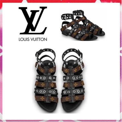 Louis Vuitton Monogram Open Toe Casual Style Leather Party Style 