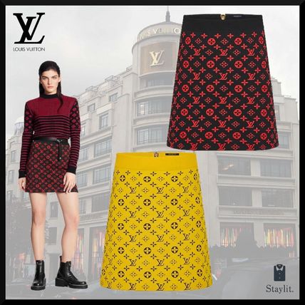 Louis Vuitton MONOGRAM 2020 21AW Monogram Wool Knit A Line Mini Skirt 1A8382 1A8389 