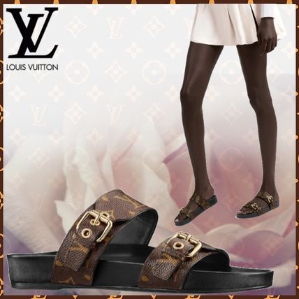 Louis Vuitton MONOGRAM Monogram Open Toe Platform Blended Fabrics Studded Bi color 