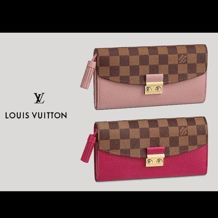 Louis Vuitton DAMIER 2019 20AW Plain Leather Logo Long Wallets 