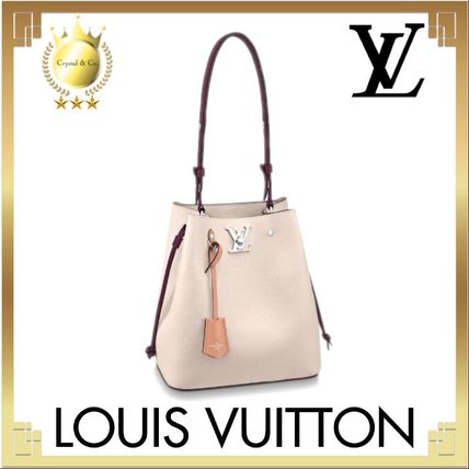Louis Vuitton LOCKME 2020 SS Casual Style Calfskin Bi color Plain Leather Office Style 