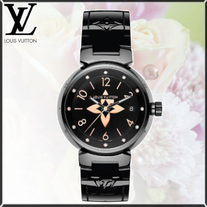 Louis Vuitton MONOGRAM VERNIS Casual Style Leather Round Quartz Watches Elegant Style QA048Z 